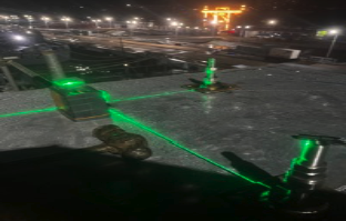 Technology solutions — helicopter landing pad with guidance lasers at night